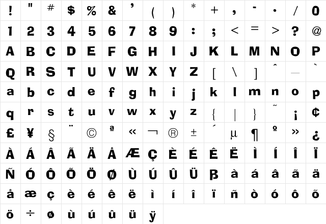 Ad Lib Regular  glyph index