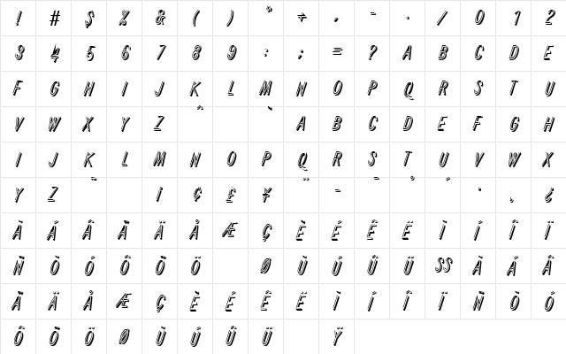 Flex SF Regular  glyph index