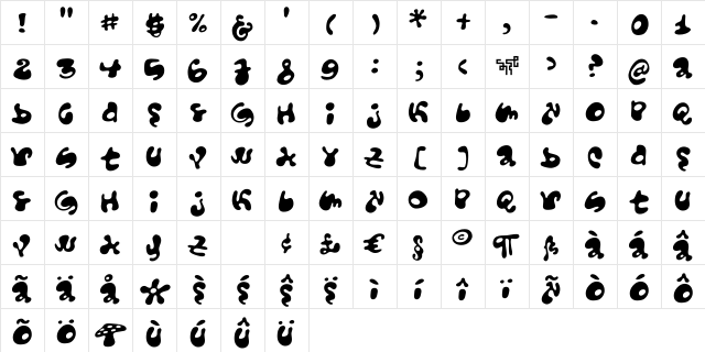 Funky Mushroom Normal  glyph index