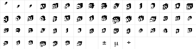 Leggo 1 Regular  glyph index
