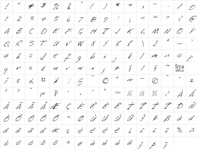 LEHN253 Regular  glyph index