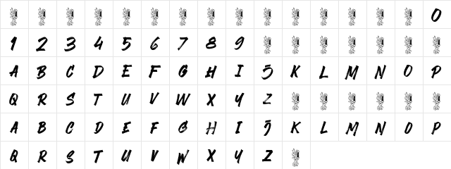 Black Finger Regular  glyph index