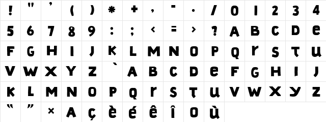 Marker Regular  glyph index