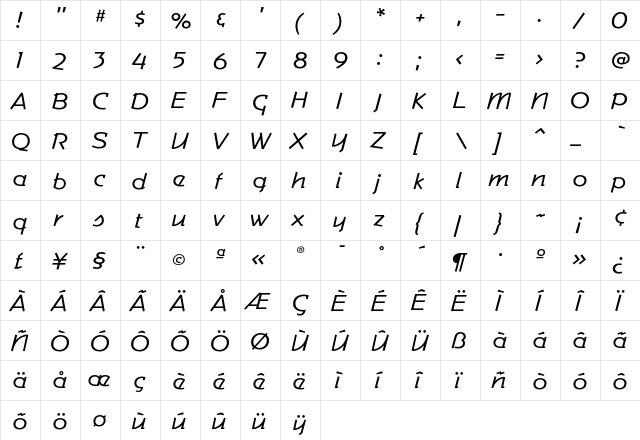 Commerce Lean  glyph index