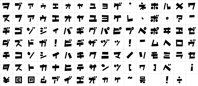 ShotaroV3KT Regular  glyph index