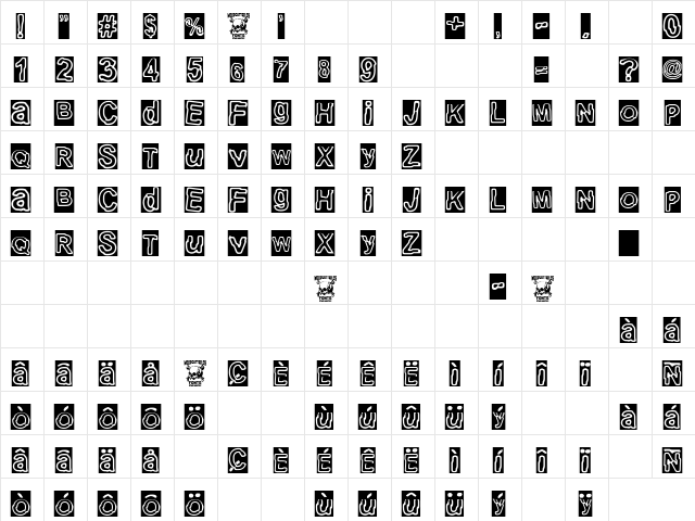 electric Punk Regular  glyph index