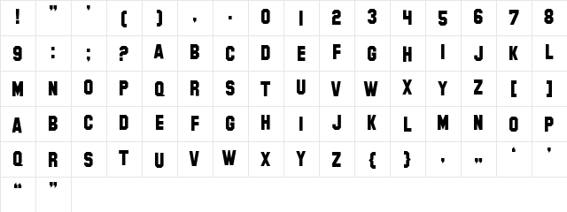 SF Hollywood Hills Regular  glyph index