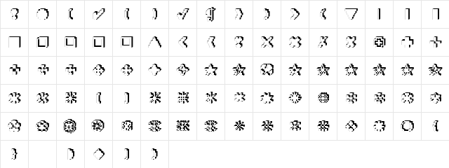 XRough05 Becker Regular  glyph index