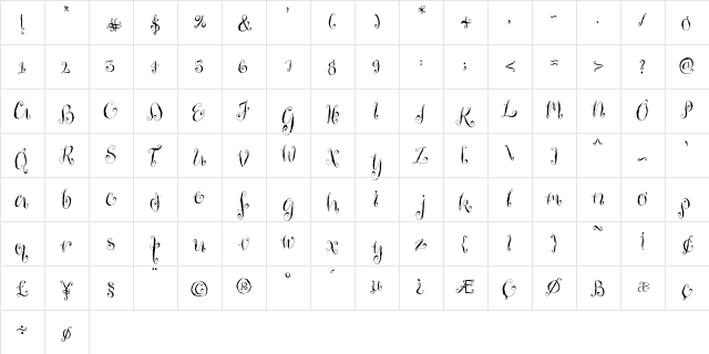 Housemaid Regular  glyph index