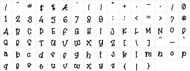 Mister Clown Regular  glyph index