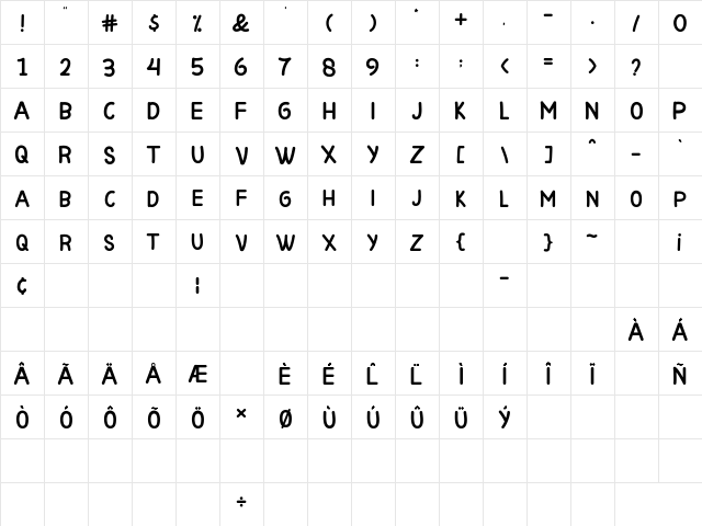 Pinky Unicorn Regular  glyph index