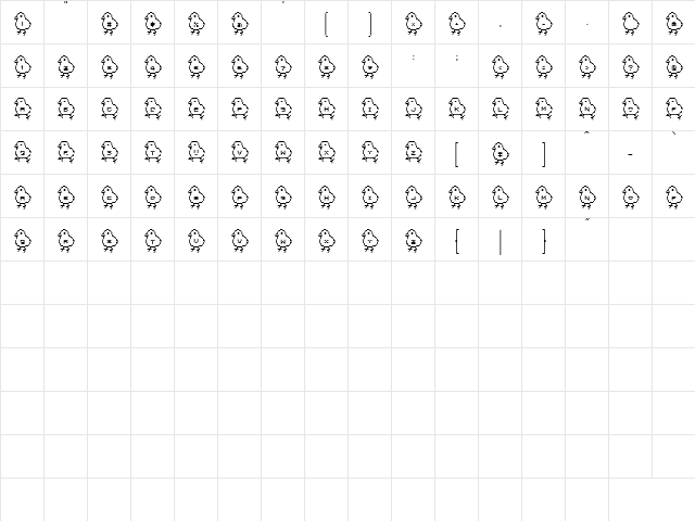 captain piyo Regular  glyph index