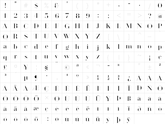 Geotica One Engraved  glyph index