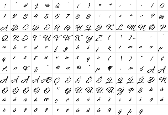 Infinite Stroke Bolder  glyph index