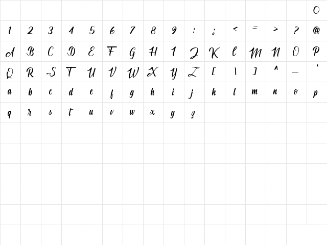 Angelinatta Personal Use Only Regular  glyph index
