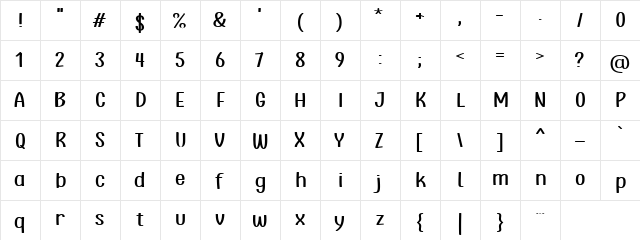 Trending Topic Regular  glyph index