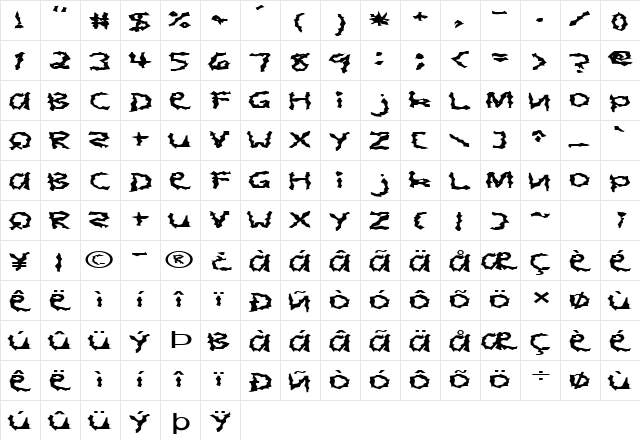 FZ WACKY 4 EX Normal  glyph index