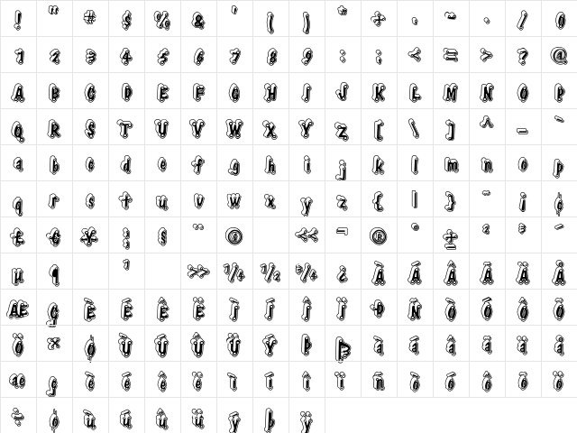 ElliottsTyphpoidMThrDDark Regular  glyph index