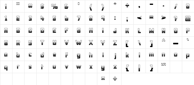 Bonk Outercut Regular  glyph index