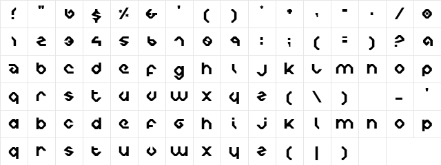Fenny Kat Regular  glyph index