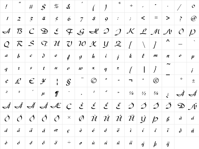 Disciple Regular  glyph index
