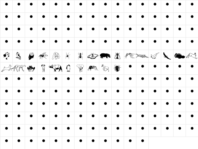 NatureMT Regular  glyph index