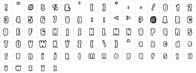 Pinniepoker Regular  glyph index