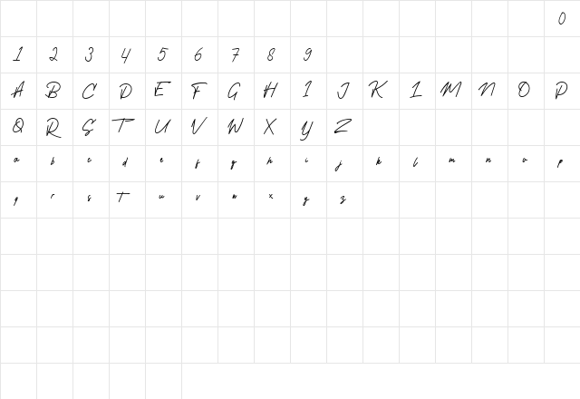 Dellingstone Regular  glyph index