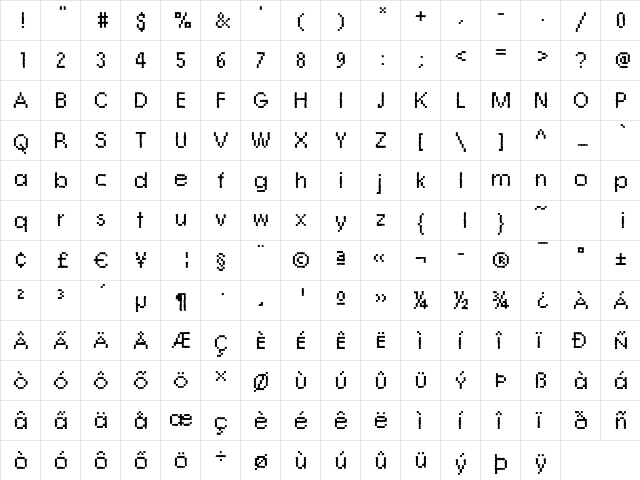 Rough07 Bold  glyph index