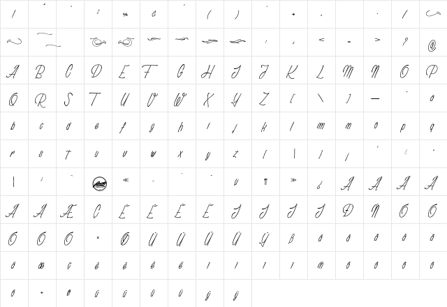 Anathematise_PersonalUseOnly Regular  glyph index