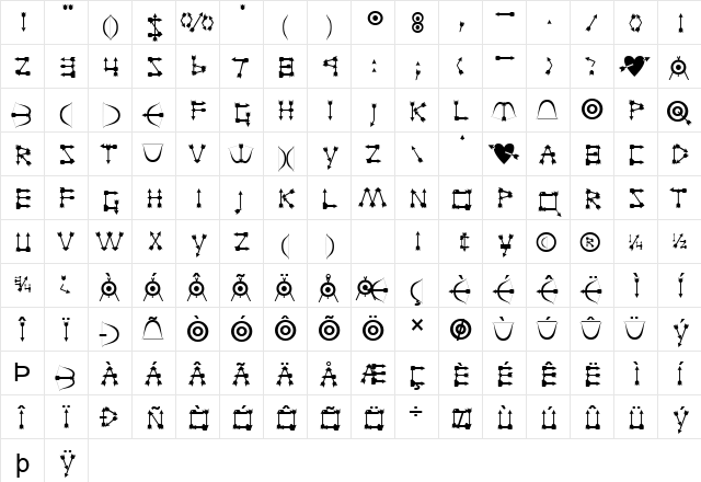 Archer Normal  glyph index