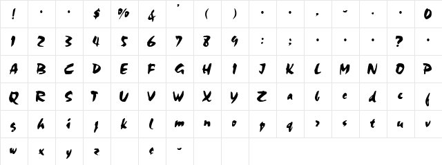 CURTIS Regular  glyph index
