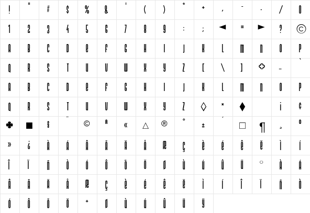 NeonlightDB Normal  glyph index
