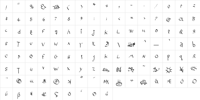 Cucumbers Regular  glyph index