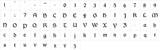 Dundalk Normal  glyph index