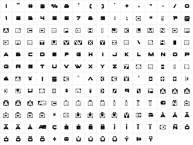 voxBOX Laser Regular  glyph index