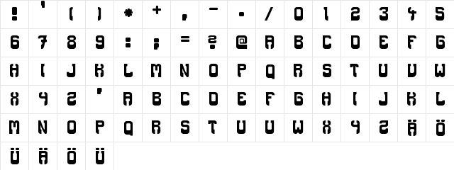 Booze Regular  glyph index