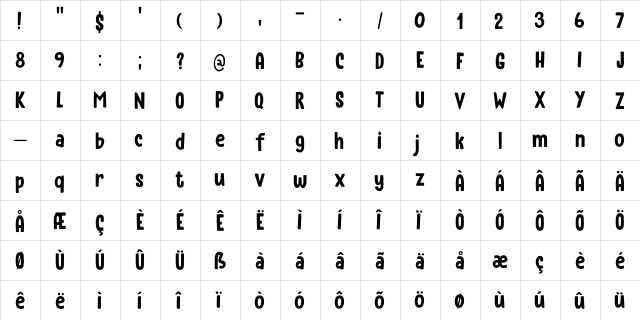 Instant Harmony DEMO Regular  glyph index
