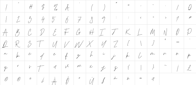 Cattclay Regular  glyph index