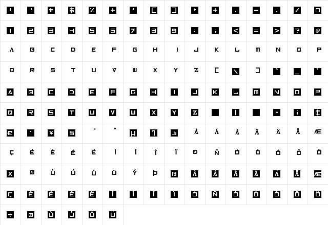 Inversionz Regular  glyph index