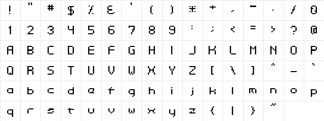 Dotspitch Regular  glyph index