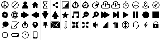 Icons South St Regular  glyph index