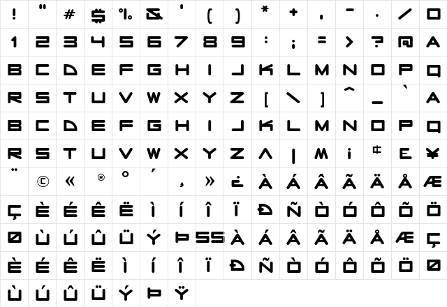 Radio Stars Regular  glyph index