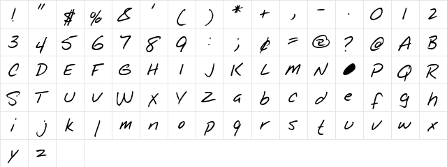 Notepad Regular  glyph index
