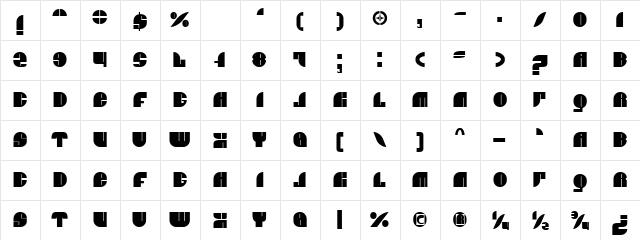 BN JNCO Regular  glyph index