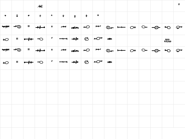 Andorian Bold  glyph index