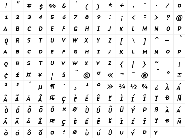 BaseNineSmallCaps Italic  glyph index