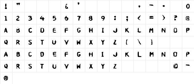 Hospital Regular  glyph index