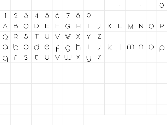 Vonique 43 Regular  glyph index