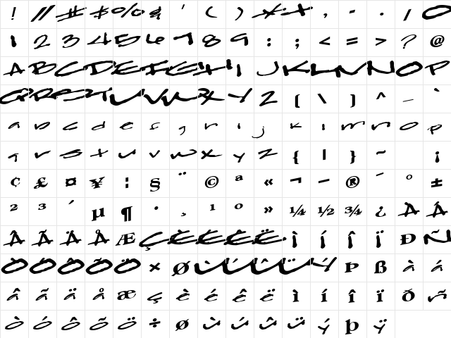 ClearFall54 Bold  glyph index